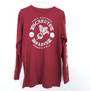 New THE OFFICE T-Shirt Womens Mens MEDIUM Long Sleeve Dwight Red Beet Farm